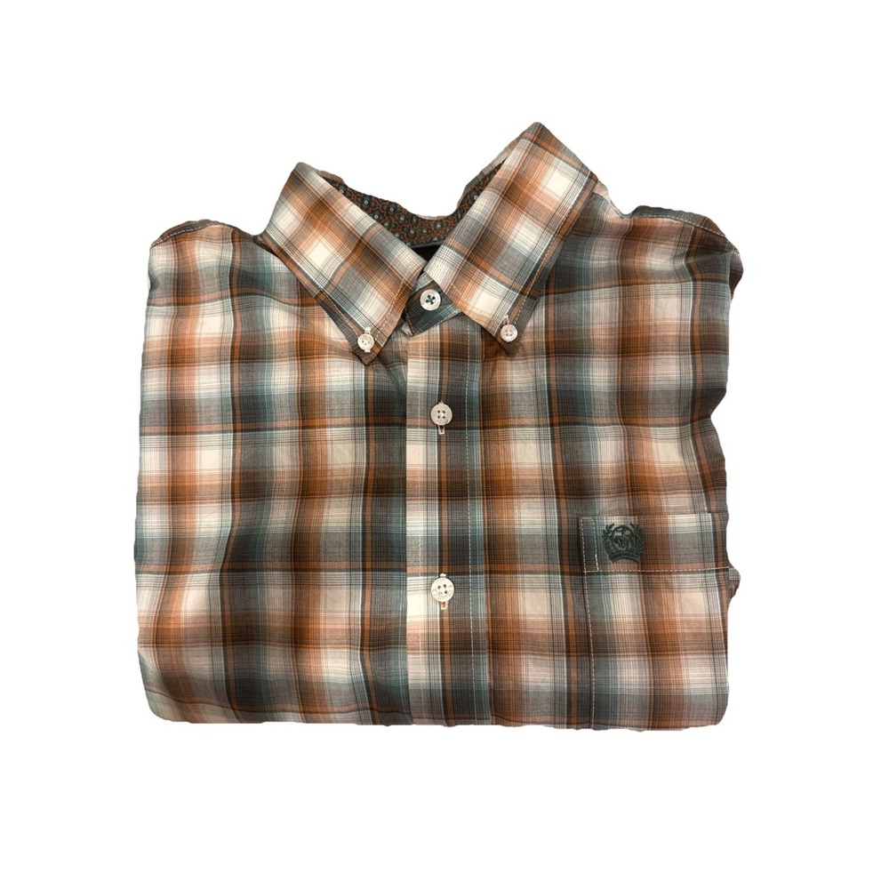 Cinch Plaid Long Sleeve Button GreenBrown  Shirt Size‎ small